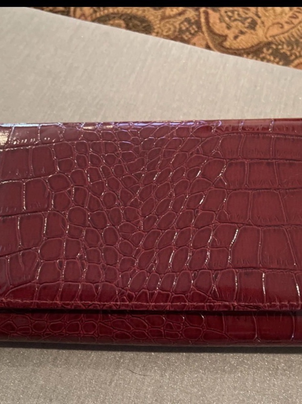 Unbranded Burgundy Red Faux Alligator Wallet
